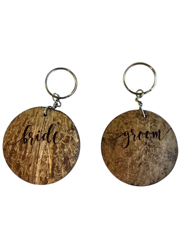 Real Coconut Shell Keychain
